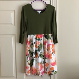 Charming Charlie Green and Floral Dress